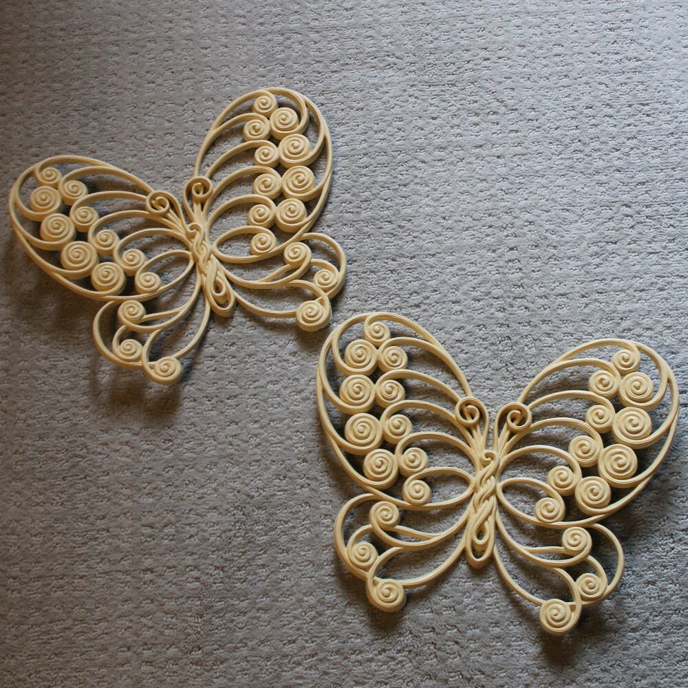 Vintage Burwood Wall Decor Butterflies-Set of 2